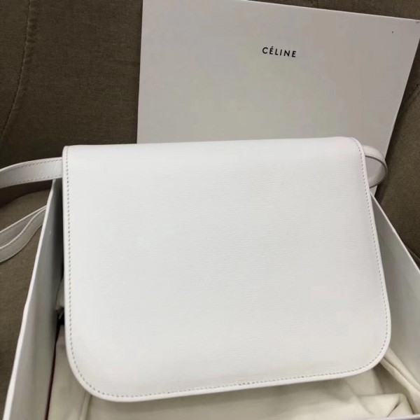 Celine Medium Classic Box Bag In White Liege Calfskin High