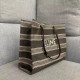 Celine Squared Cabas Bag In Striped Textile And Calfskin High