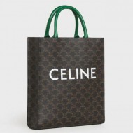 Celine Small Cabas Vertical Bag With Green Handles High