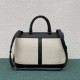 Celine Medium Cabas De France Bag In Textile And Black Calfskin High