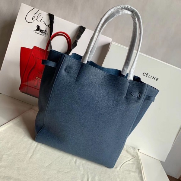 Celine Cabas Phantom Small Bag In Navy Blue Calfskin High