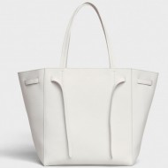 Celine Cabas Phantom Small Bag In White Calfskin High