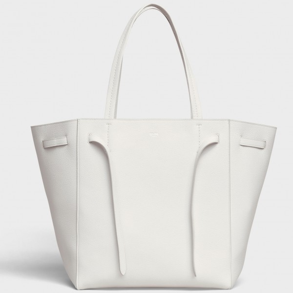 Celine Cabas Phantom Small Bag In White Calfskin High