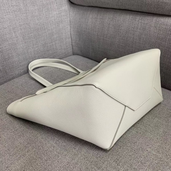 Celine Cabas Phantom Small Bag In White Calfskin High