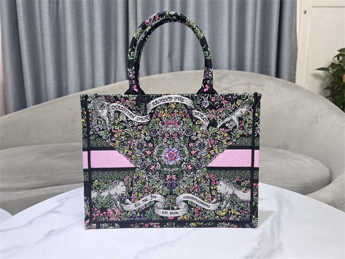 MEDIUM Dior BOOK TOTE Butterfly Around The World Embroidery High