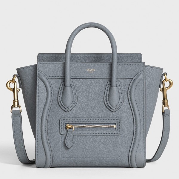 Celine Nano Luggage Bag In Kohl Drummed Calfskin High