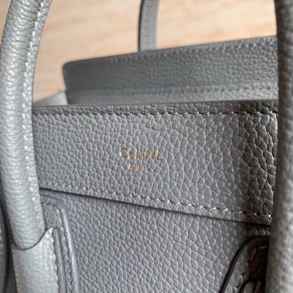 Celine Nano Luggage Bag In Kohl Drummed Calfskin High