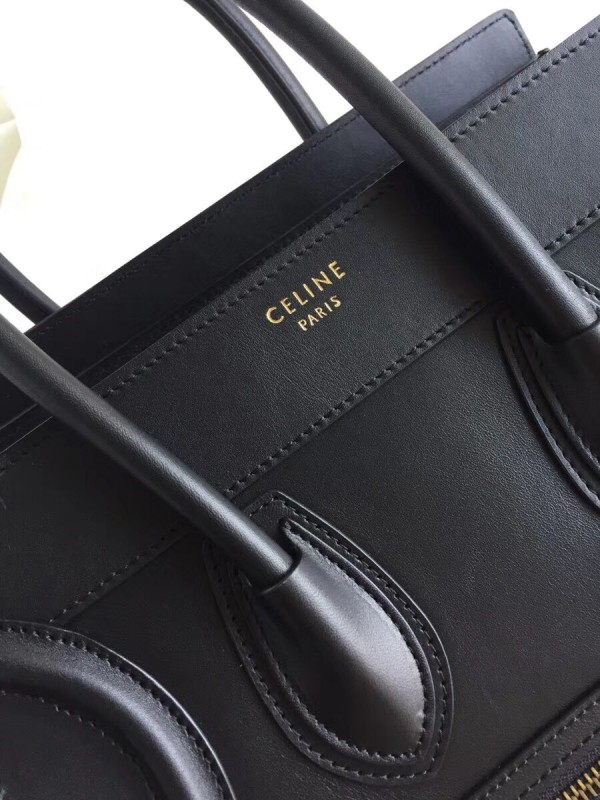 Celine Micro Luggage Bag In Black Smooth Calfskin High