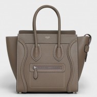 Celine Micro Luggage Bag In Souris Drummed Calfskin High