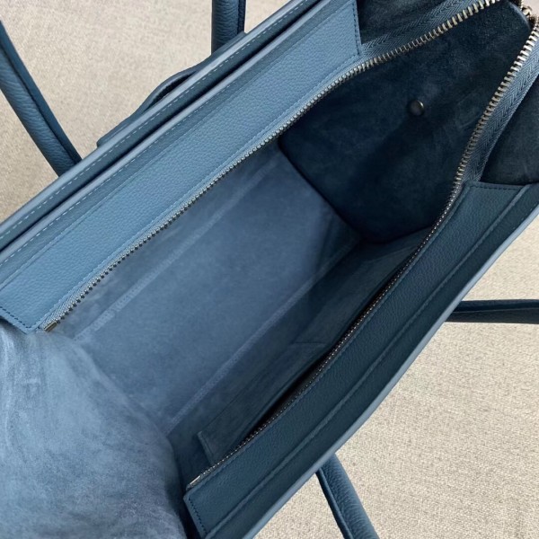 Celine Micro Luggage Bag In Slate Blue Drummed Calfskin High