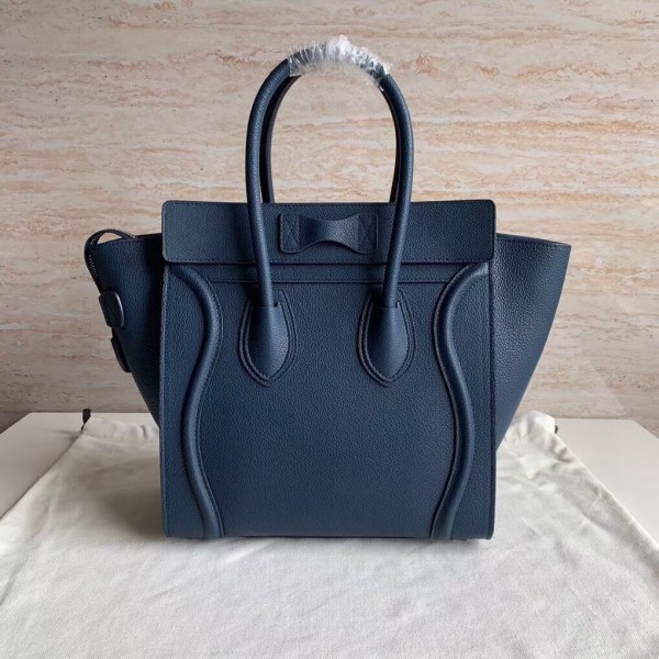 Celine Micro Luggage Bag In Navy Blue Drummed Calfskin High