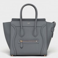 Celine Micro Luggage Bag In Kohl Drummed Calfskin High