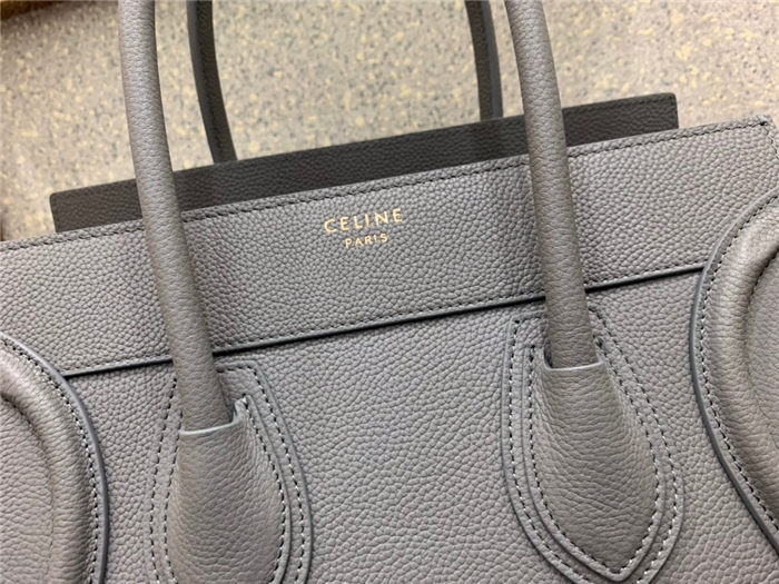 Celine Micro Luggage Bag In Kohl Drummed Calfskin High