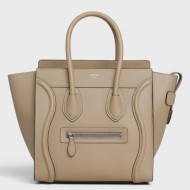 Celine Micro Luggage Bag In Dune Drummed Calfskin High