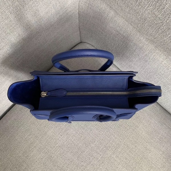 Celine Micro Luggage Bag In Indigo Drummed Calfskin High