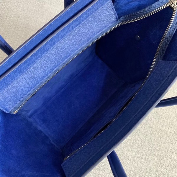 Celine Micro Luggage Bag In Indigo Drummed Calfskin High