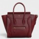 Celine Micro Luggage Bag In Burgundy Drummed Calfskin High