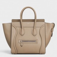 Celine Mini Luggage Bag In Dune Drummed Calfskin High