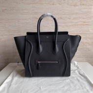 Celine Mini Luggage Bag In Black Drummed Calfskin High