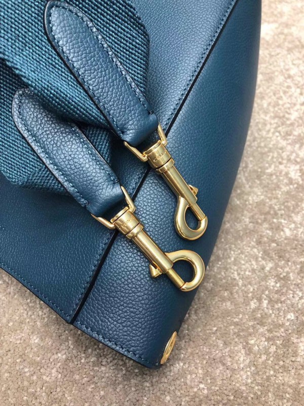 Celine Sangle Small Bucket Bag In Abyss Blue Grained Calfskin High