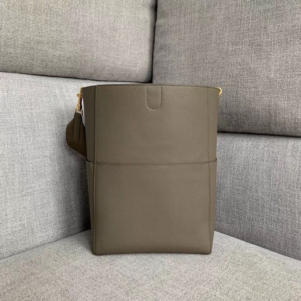 Celine Sangle Bucket Bag In Taupe Grained Calfskin High