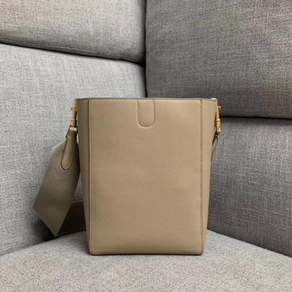 Celine Sangle Small Bucket Bag In Taupe Grained Calfskin High