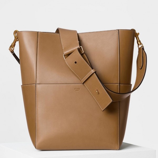 Celine Sangle Bucket Bag In Light Camel Natural Calfskin High