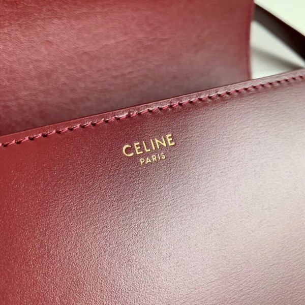 Celine Triomphe Medium Bag Calfskin Bordeaux High