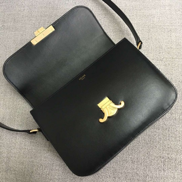 Celine Triomphe Medium Bag Calfskin Black High