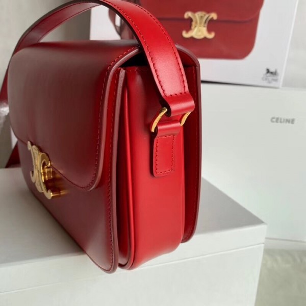 Celine Triomphe Medium Bag Calfskin Red High