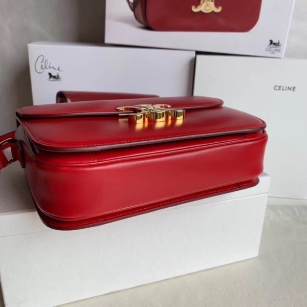 Celine Triomphe Medium Bag Calfskin Red High