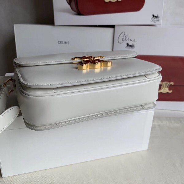 Celine Triomphe Medium Bag Calfskin White High