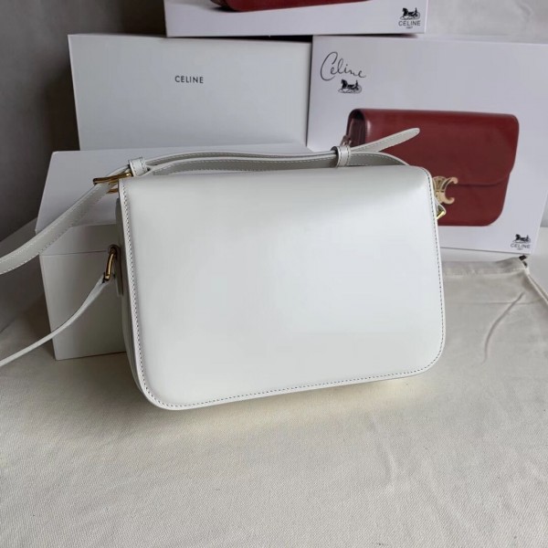 Celine Triomphe Medium Bag Calfskin White High