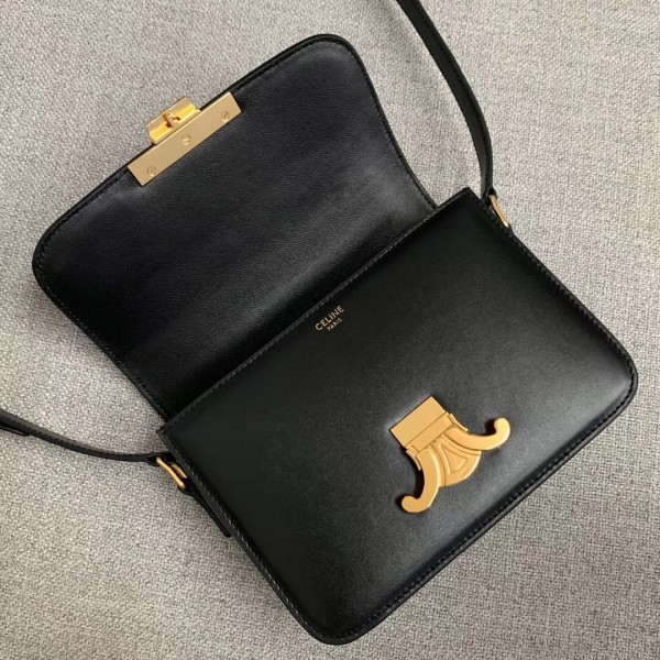 Celine Teen Triomphe Bag Shiny Calfskin Black High