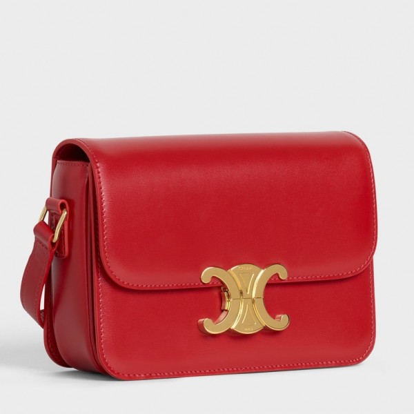 Celine Teen Triomphe Bag Shiny Calfskin Red High