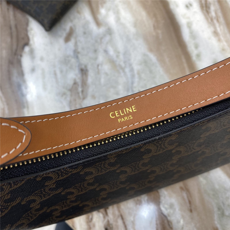 Celine AVA BAG IN TRIOMPHE CANVAS AND CALFSKIN Tan High