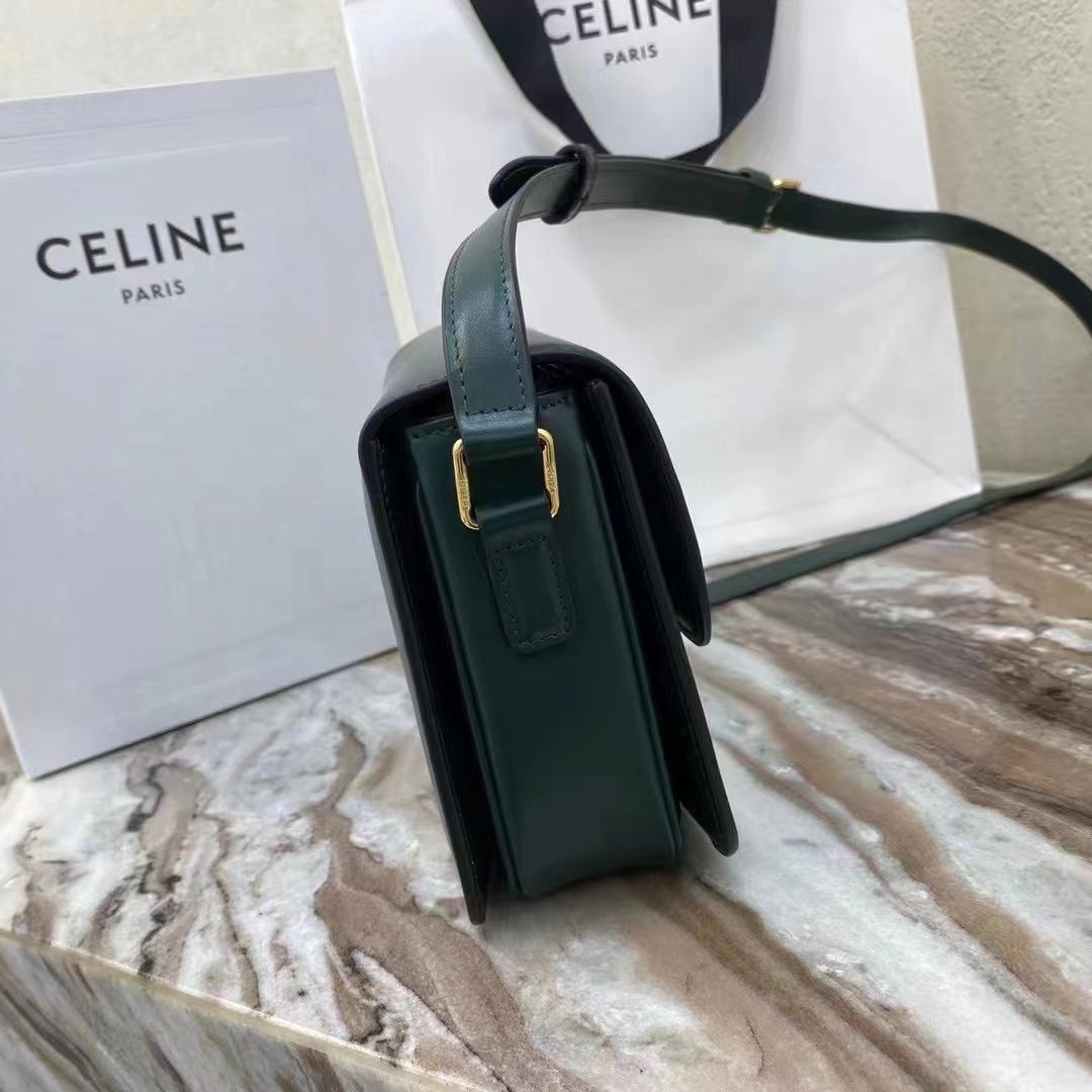 Celine Teen Triomphe Bag Shiny Calfskin Green High