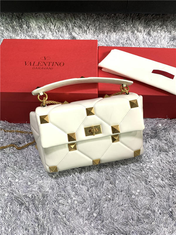 Valentino GARAVANI ROMAN STUD NAPPA CHAIN BAG White High