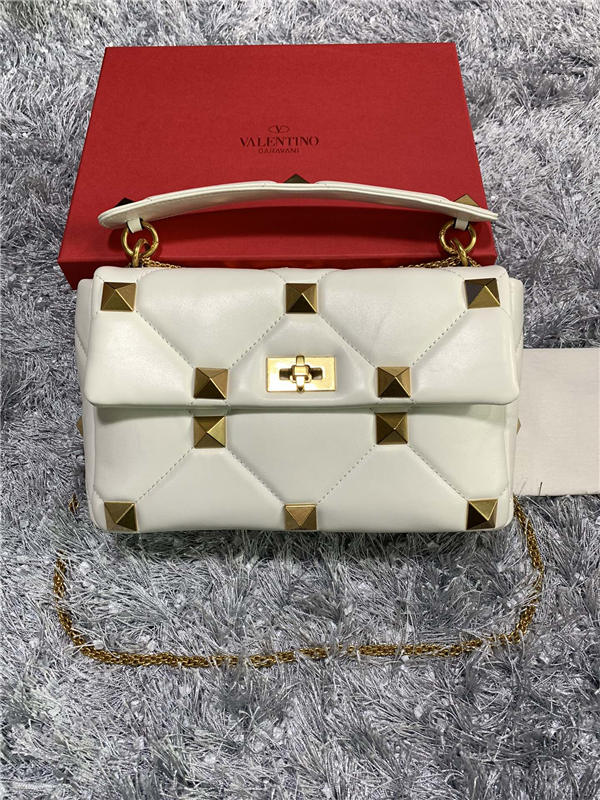 Valentino GARAVANI ROMAN STUD NAPPA CHAIN BAG White High