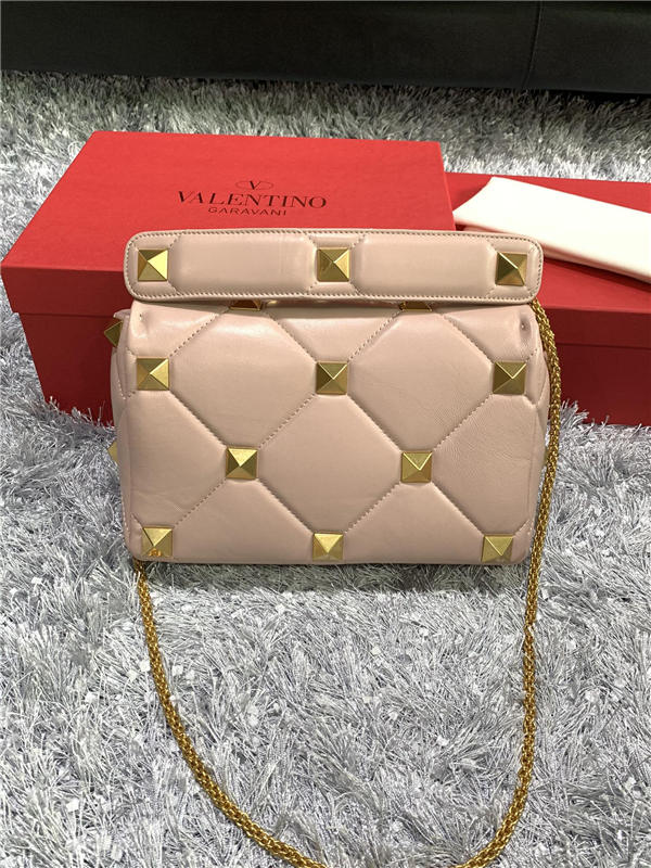 Valentino GARAVANI ROMAN STUD NAPPA CHAIN BAG Rose Cannelle High