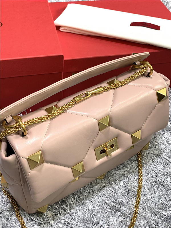 Valentino GARAVANI ROMAN STUD NAPPA CHAIN BAG Rose Cannelle High