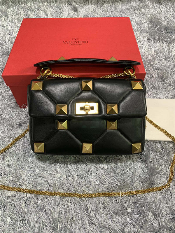 Valentino GARAVANI Small ROMAN STUD NAPPA CHAIN BAG Black High