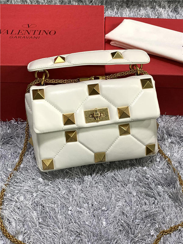 Valentino GARAVANI Small ROMAN STUD NAPPA CHAIN BAG White High