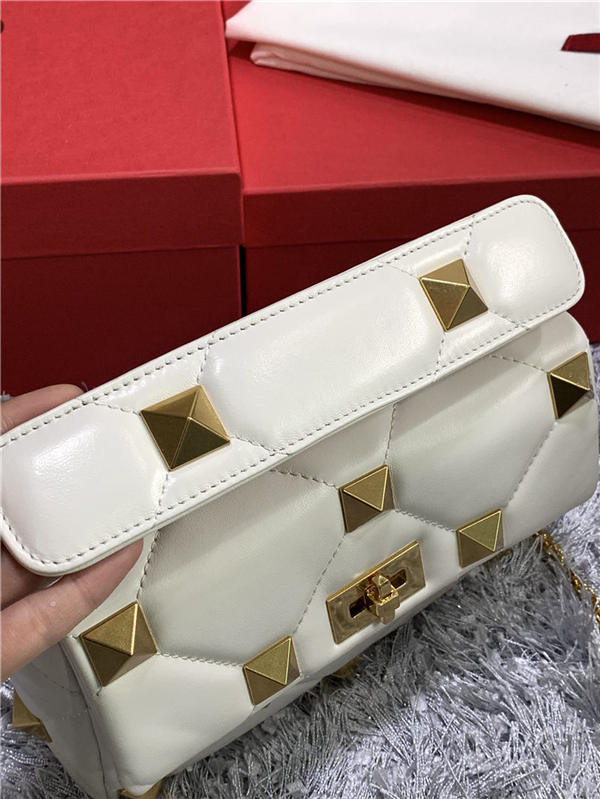 Valentino GARAVANI Small ROMAN STUD NAPPA CHAIN BAG White High