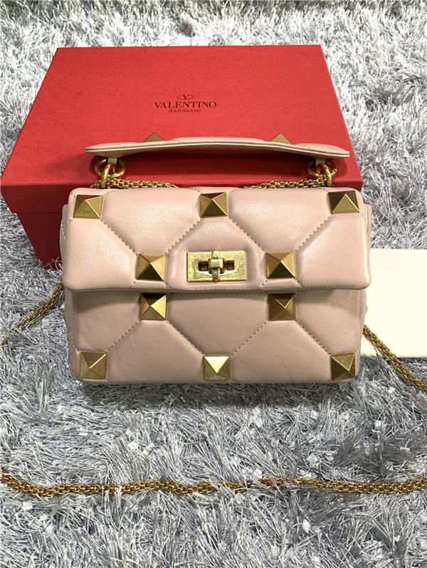 Valentino GARAVANI Small ROMAN STUD NAPPA CHAIN BAG Rose Cannelle High