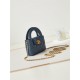 Chanel CLUTCH WITH CHAIN AP3435 Shiny Aged Calfskin & Gold-Tone Metal Grey Blue High