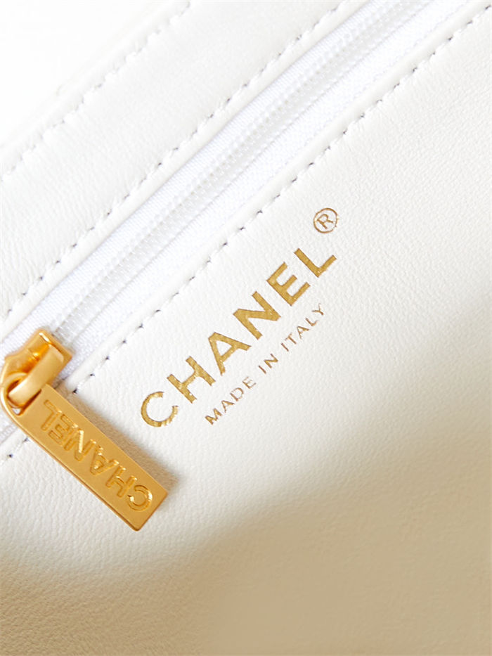 Chanel MINI SHOPPING BAG AS4416 Shiny Aged Calfskin & Gold-Tone Metal White High