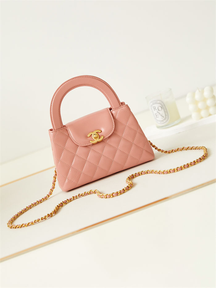 Chanel MINI SHOPPING BAG AS4416 Shiny Aged Calfskin & Gold-Tone Metal Pink High