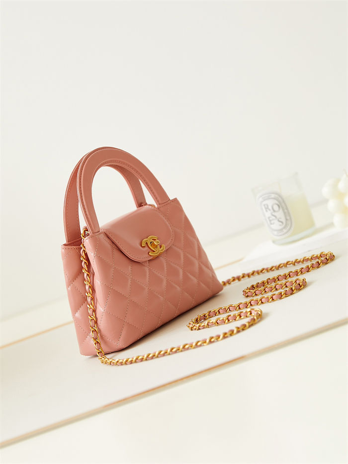 Chanel MINI SHOPPING BAG AS4416 Shiny Aged Calfskin & Gold-Tone Metal Pink High