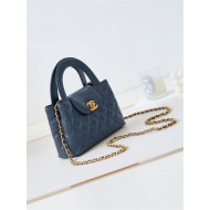 Chanel MINI SHOPPING BAG AS4416 Shiny Aged Calfskin & Gold-Tone Metal Grey Blue High